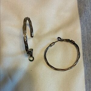 Fake Silver Twisted Hoop Earrings